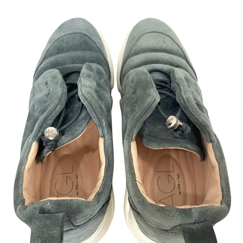 AGL Venus Suede Sneakers Size 37.5 sage green ATTILIO‎ GIUSTI LEOMBRUNI